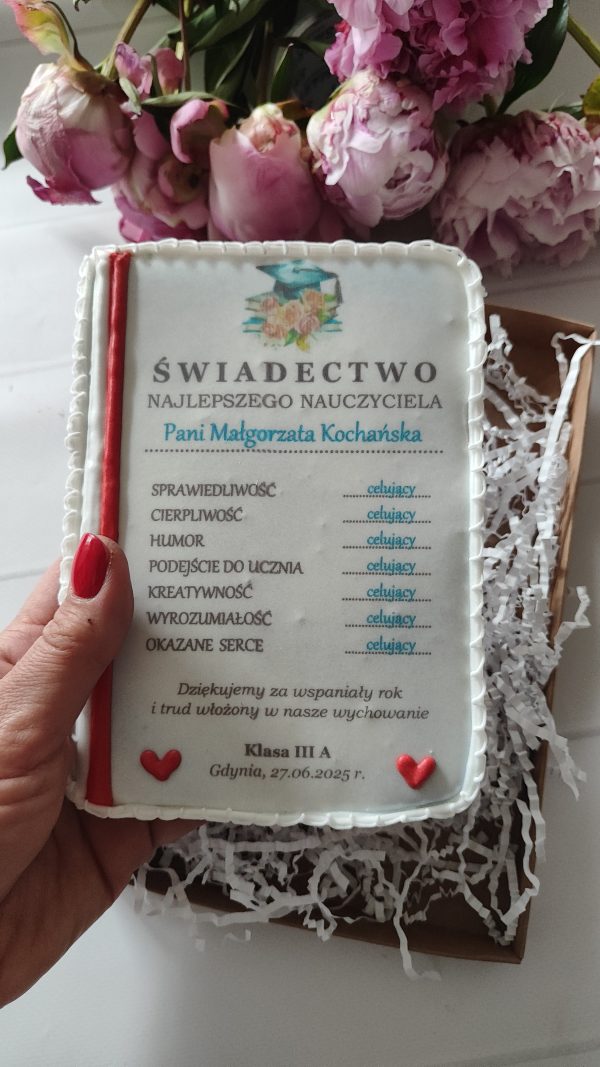 Słodkie Świadectwo z piernika dla nauczyciela